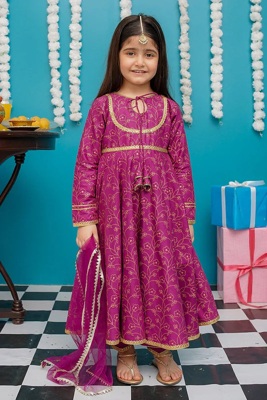 Picture of Modest - Toddlers Cotton Purple Frock - 9230 - Available at Raja Sahib