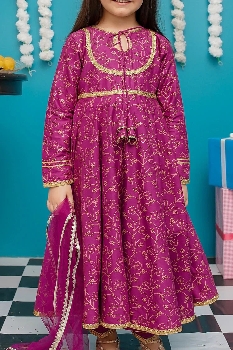 Picture of Modest - Toddlers Cotton Purple Frock - 9230 - Available at Raja Sahib