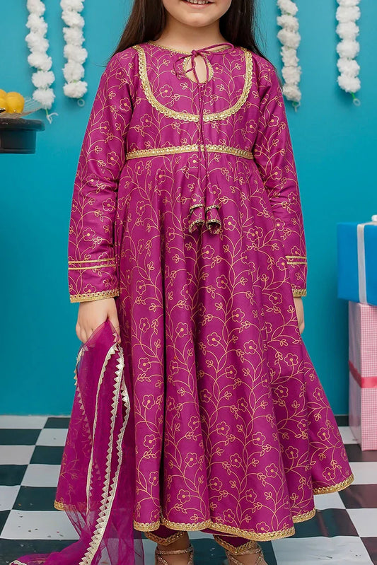 Picture of Modest - Toddlers Cotton Purple Frock - 9230 - Available at Raja Sahib