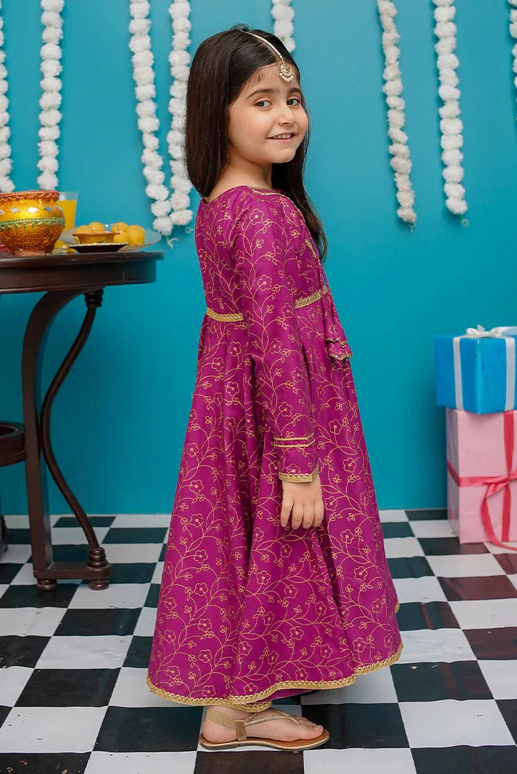 Picture of Modest - Toddlers Cotton Purple Frock - 9230 - Available at Raja Sahib