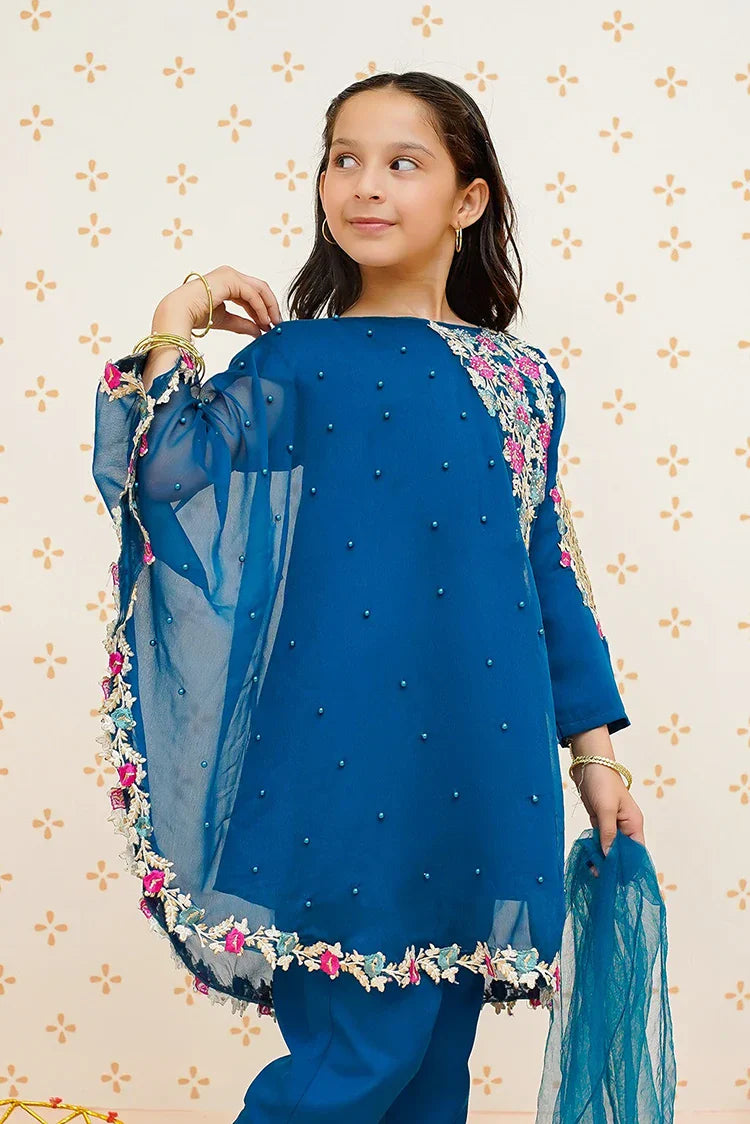 Picture of <!--bmq-->Modest - Pearl Cape Dress - Blue - Available at Raja Sahib