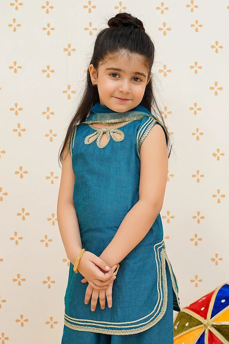Picture of <!--bng-->Modest - Toddlers Blue Cotton Lawn Set - 9510 - Available at Raja Sahib