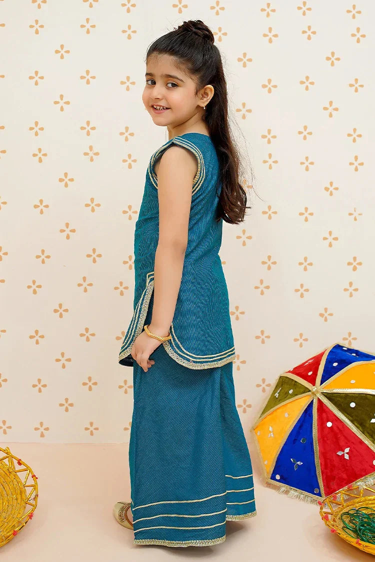 Picture of <!--bng-->Modest - Toddlers Blue Cotton Lawn Set - 9510 - Available at Raja Sahib