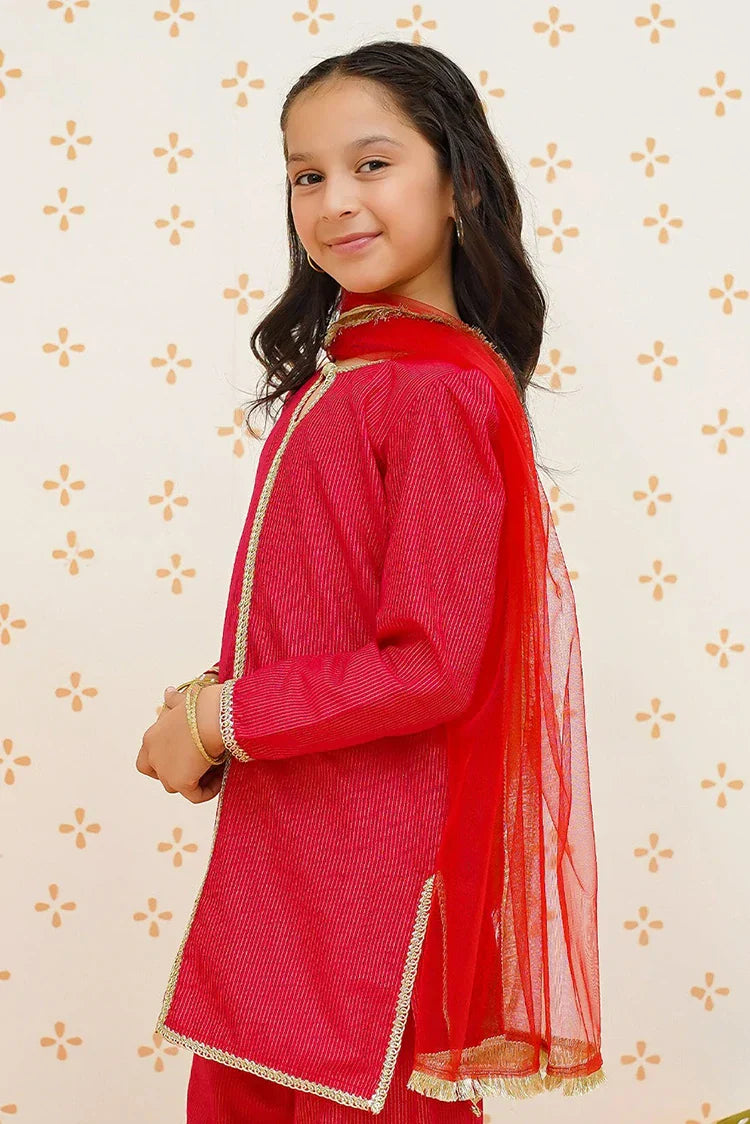 Picture of <!--bnf-->Modest - Girls Pink 3 Piece Gharara Set - 9520 - Available at Raja Sahib