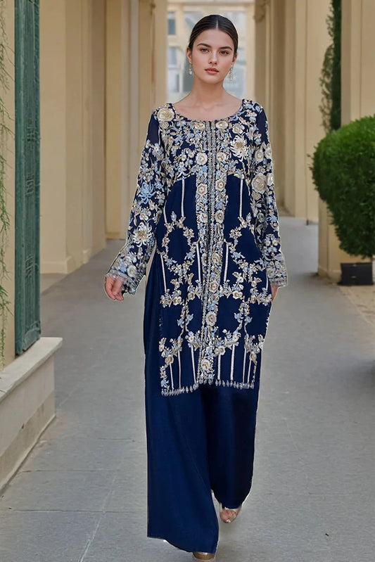 Threads & Motifs - Chiffon Embroidered Shirt - 9526