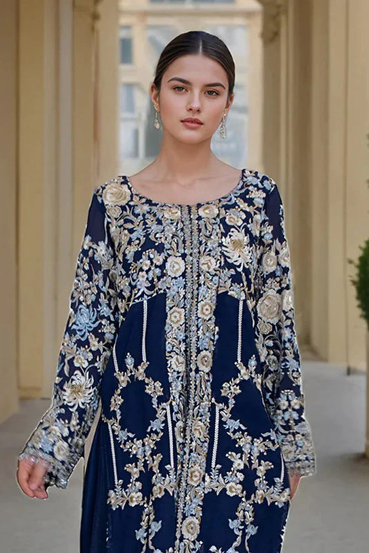 Threads & Motifs - Chiffon Embroidered Shirt - 9526