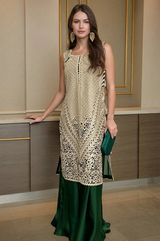 Threads & Motifs - Embroidered Jacket With Skirt - 9542