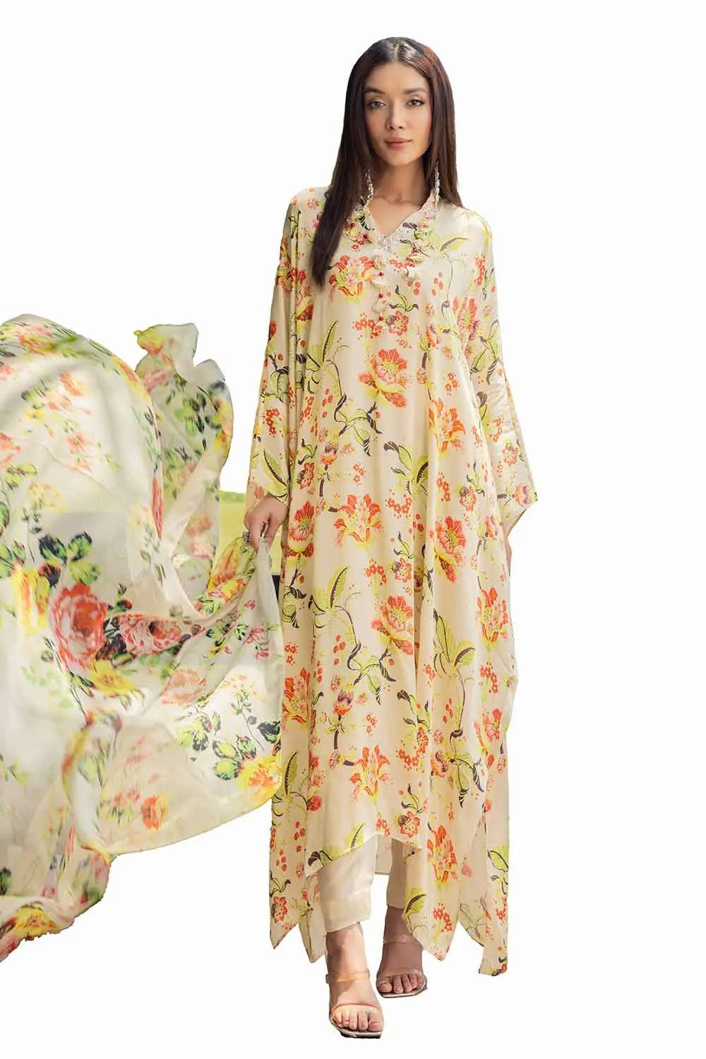 Picture of Gul Ahmed - La Soie Royal Silk Collection - 3PC Printed Silk Suit S-42012 - Unstitched - Available at Raja Sahib