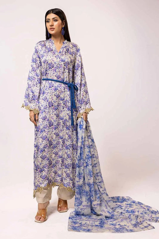 Picture of Gul Ahmed - La Soie Royal Silk Collection - 3PC Printed Silk Suit S-42013 - Unstitched - Available at Raja Sahib