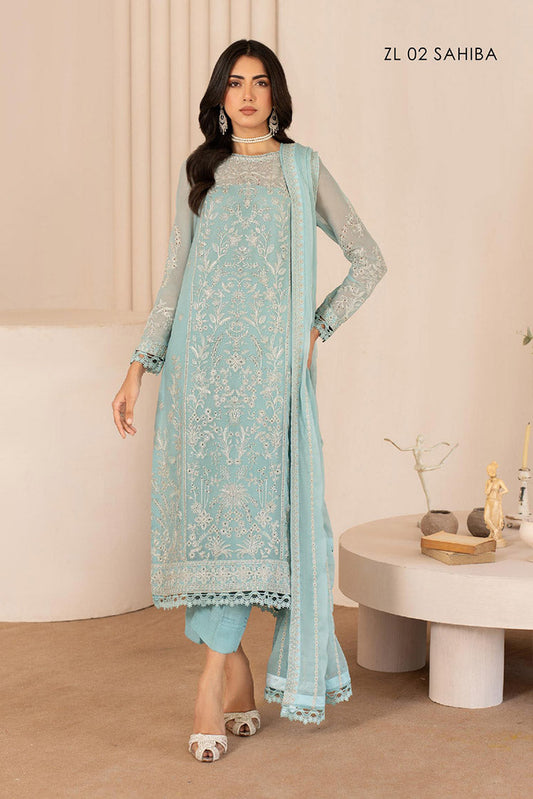 Picture of Zarif - ZL 02 SAHIBA Thread Works Chiffon Edit - Available at Raja Sahib