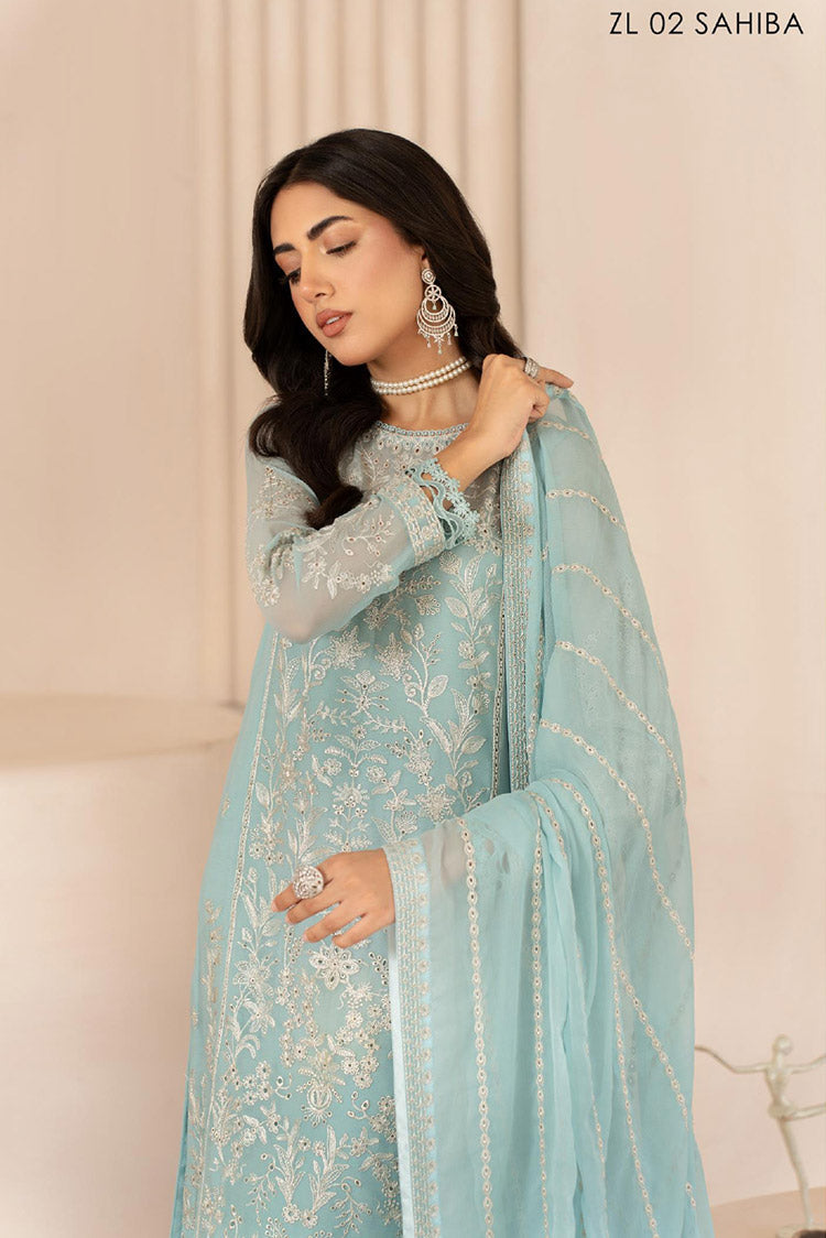 Picture of Zarif - ZL 02 SAHIBA Thread Works Chiffon Edit - Available at Raja Sahib