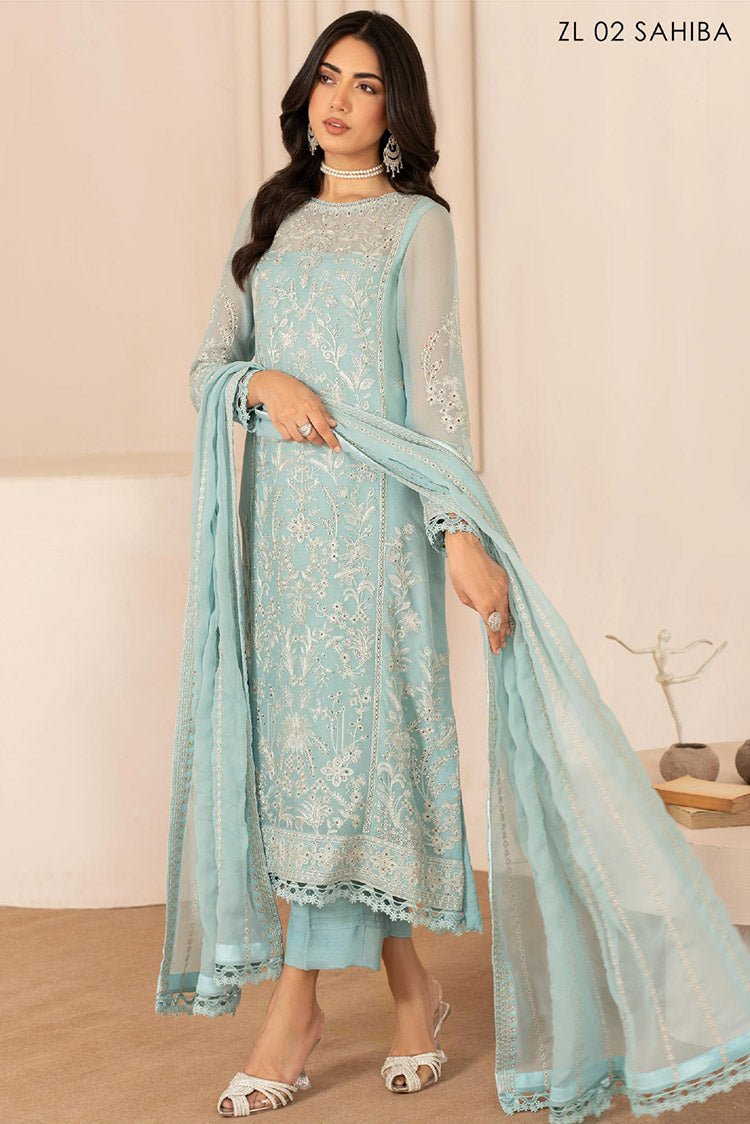 Picture of Zarif - ZL 02 SAHIBA Thread Works Chiffon Edit - Available at Raja Sahib