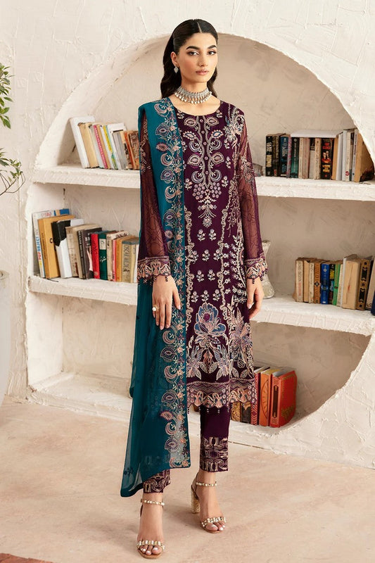 Picture of Ramsha - D 1211 Rangoon Embroidered Chiffon Collection Vol 12 - Available at Raja Sahib