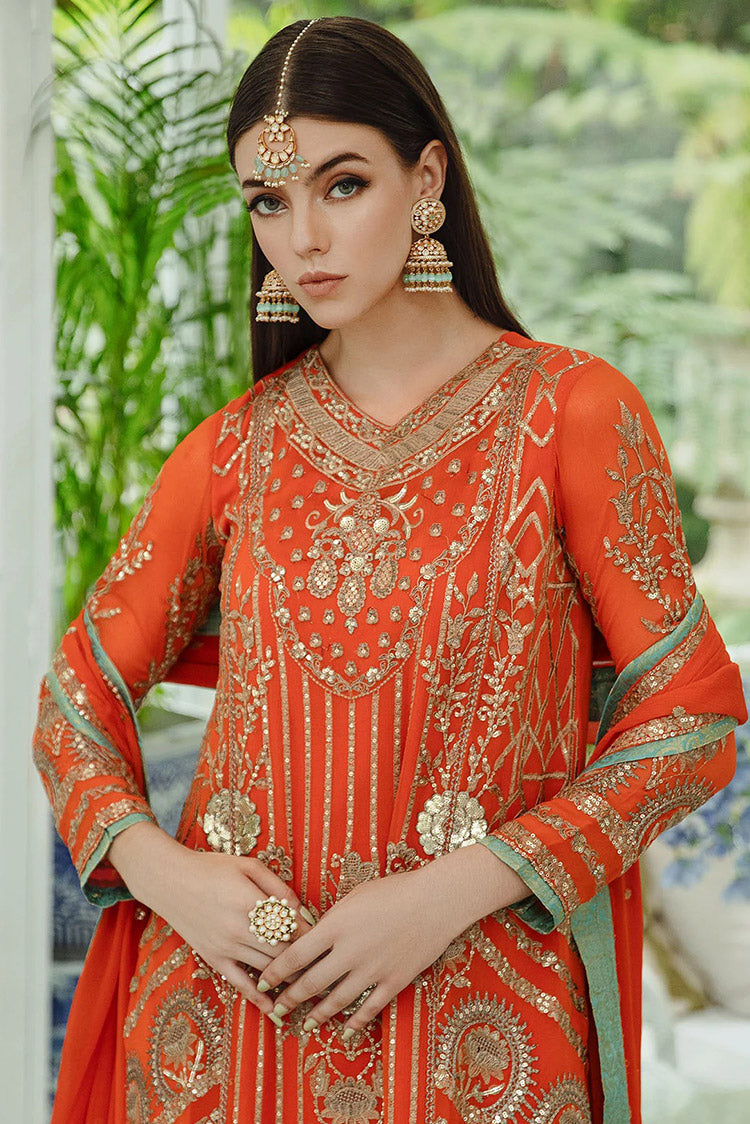 Picture of Freesia - SW23 509 Tiger Orange Mina Ariya Chiffon De Luxe - Available at Raja Sahib