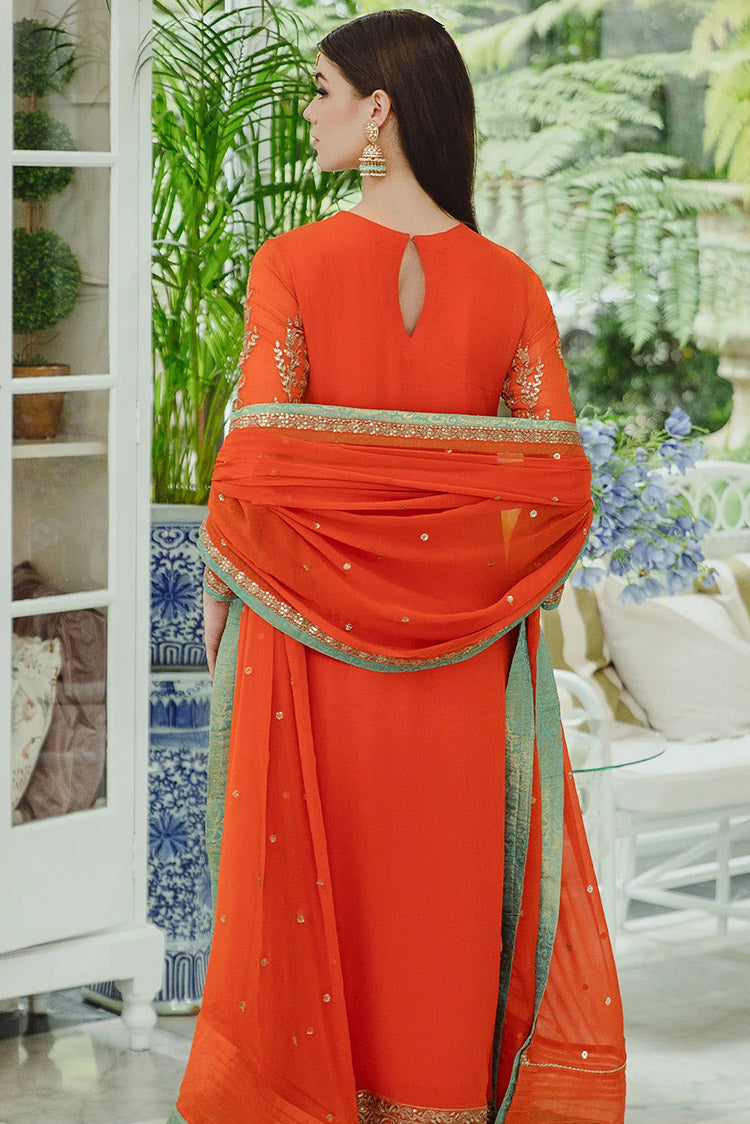 Picture of Freesia - SW23 509 Tiger Orange Mina Ariya Chiffon De Luxe - Available at Raja Sahib