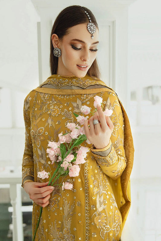 Picture of Freesia - SW23 510 Ocher Laleh Ariya Chiffon De Luxe - Available at Raja Sahib