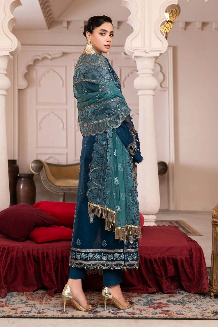 Picture of Janique - JJ Embelished Luxury Collection - D 02 Blue Contour - Unstitched - Available at Raja Sahib