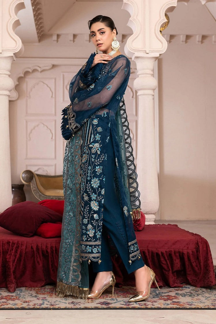 Picture of Janique - JJ Embelished Luxury Collection - D 02 Blue Contour - Unstitched - Available at Raja Sahib