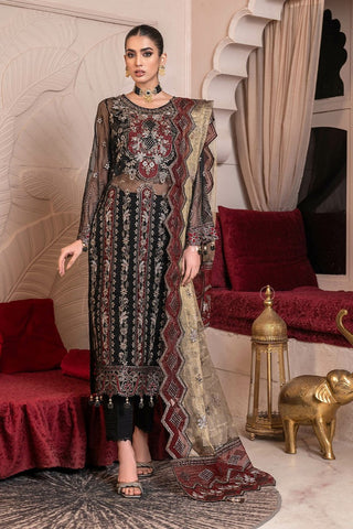 Picture of Janique - JJ Embelished Luxury Collection - D 06 Black Frescoe - Unstitched - Available at Raja Sahib