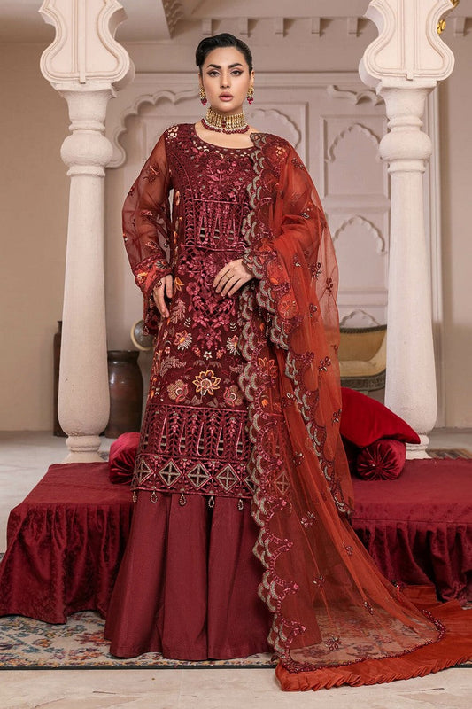 Picture of Janique - JJ Embelished Luxury Collection - D 07 Red Stone - Unstitched - Available at Raja Sahib