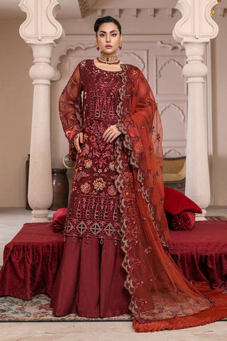 Janique - JJ Embelished Luxury Collection - D 07 Red Stone - Unstitched