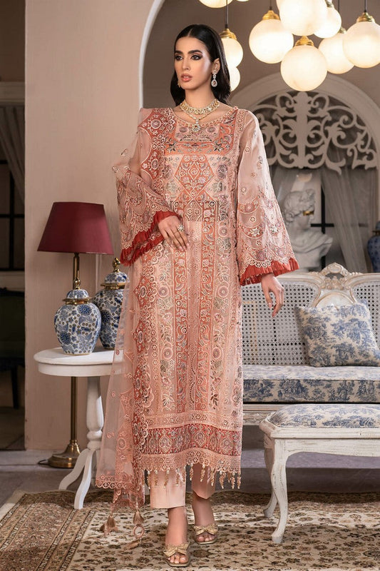 Picture of Janique - JJ Embelished Luxury Chiffon Collection Vol 2 - D 01 Peaceful Pink - Unstitched - Available at Raja Sahib