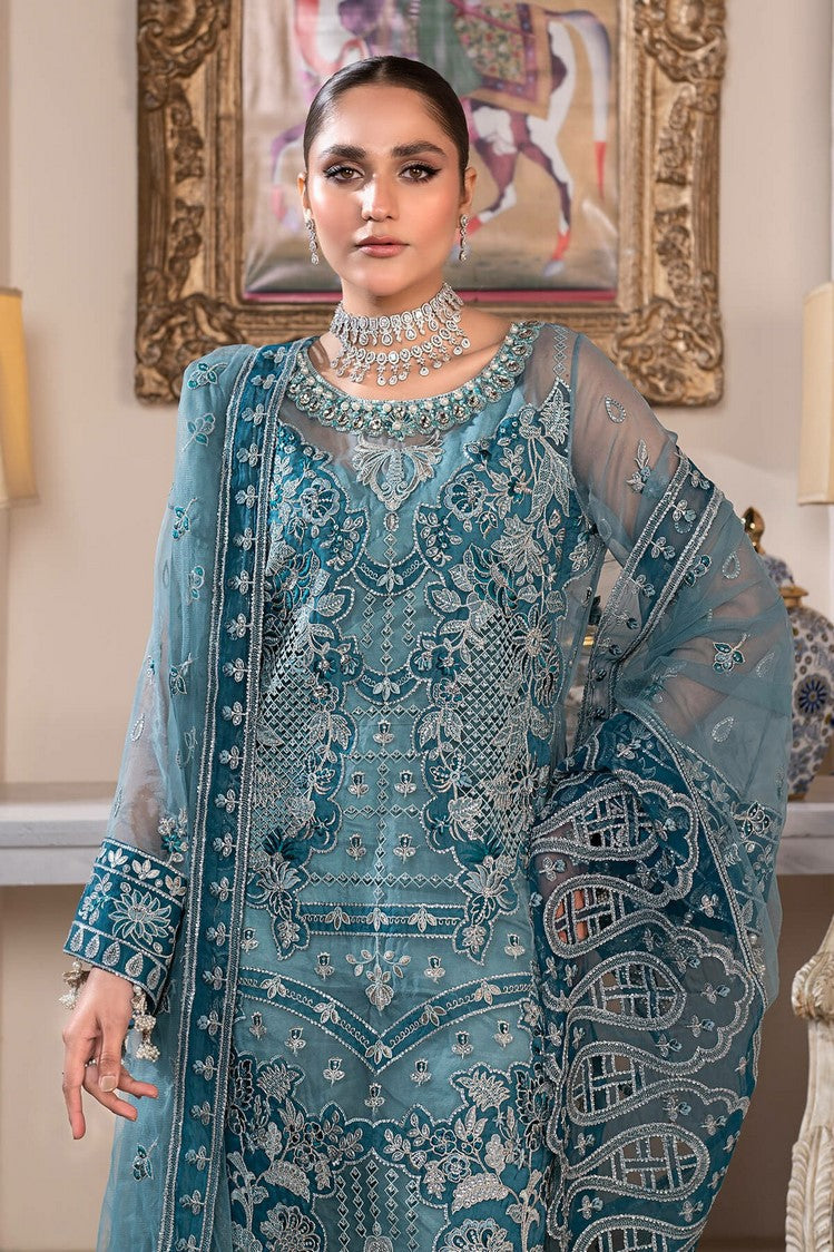 Picture of Janique - JJ Embelished Luxury Chiffon Collection Vol 2 - D 03 Azure Blue - Unstitched - Available at Raja Sahib