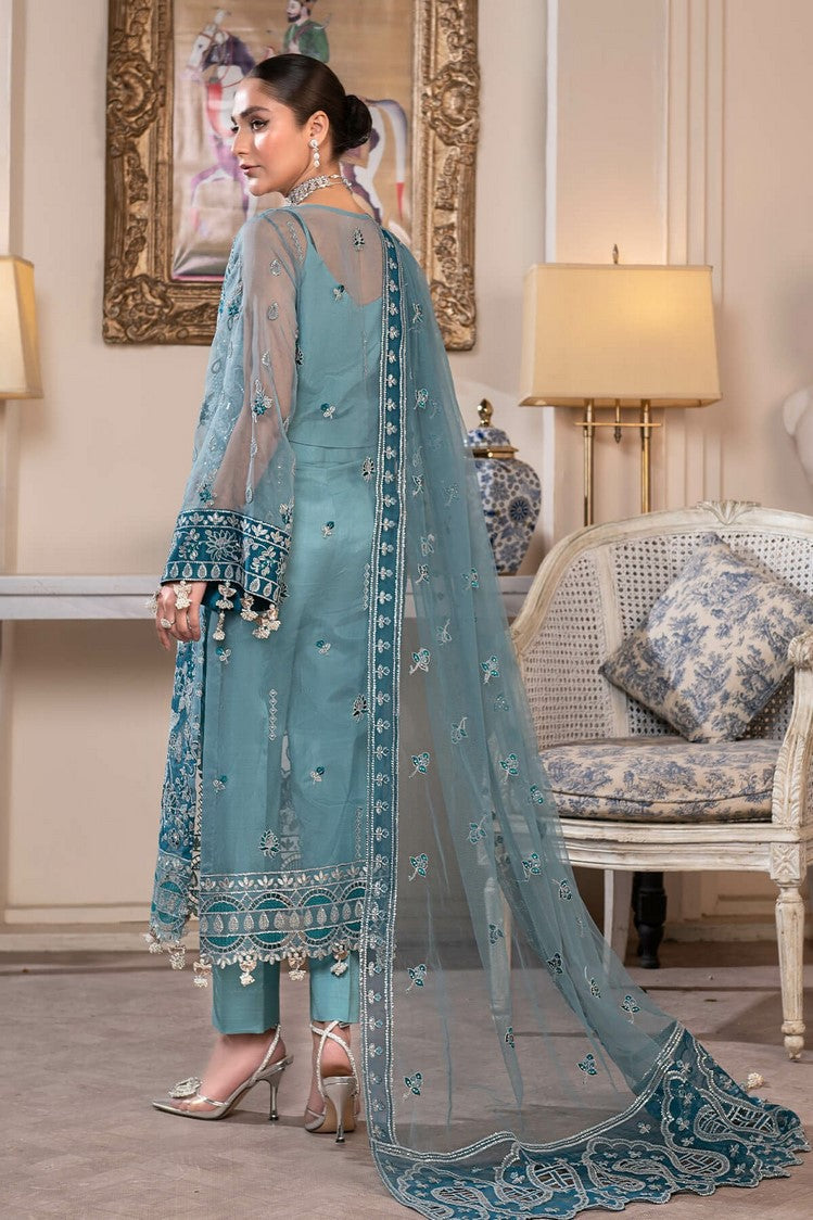 Picture of Janique - JJ Embelished Luxury Chiffon Collection Vol 2 - D 03 Azure Blue - Unstitched - Available at Raja Sahib