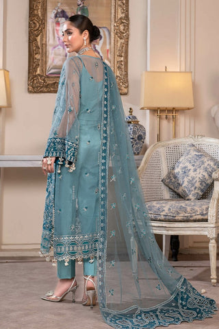 Janique - JJ Embelished Luxury Chiffon Collection Vol 2 - D 03 Azure Blue - Unstitched