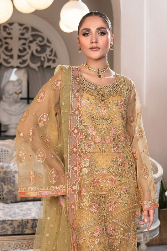 Picture of Janique - JJ Embelished Luxury Chiffon Collection Vol 2 - D 04 Amber Field - Unstitched - Available at Raja Sahib