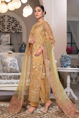 Janique - JJ Embelished Luxury Chiffon Collection Vol 2 - D 04 Amber Field - Unstitched