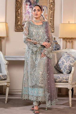 Janique - JJ Embelished Luxury Chiffon Collection Vol 2 - D 06 Gray Smoke - Unstitched