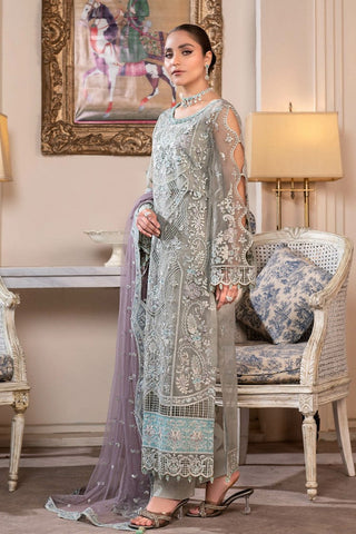 Janique - JJ Embelished Luxury Chiffon Collection Vol 2 - D 06 Gray Smoke - Unstitched