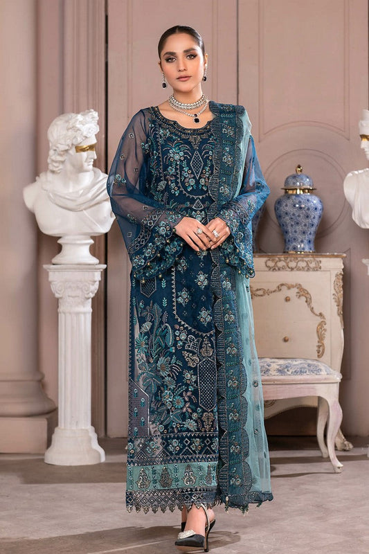 Picture of Janique - JJ Embelished Luxury Chiffon Collection Vol 2 - D 08 Groovy Blue - Unstitched - Available at Raja Sahib