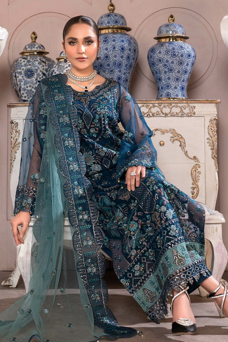 Picture of Janique - JJ Embelished Luxury Chiffon Collection Vol 2 - D 08 Groovy Blue - Unstitched - Available at Raja Sahib