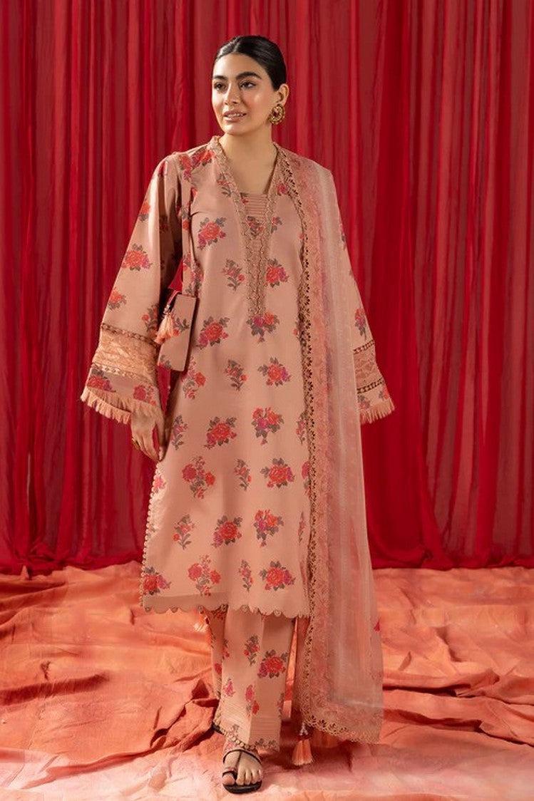 Picture of Alizeh - Coral Peach V01 D03 Sheen Prints - Available at Raja Sahib