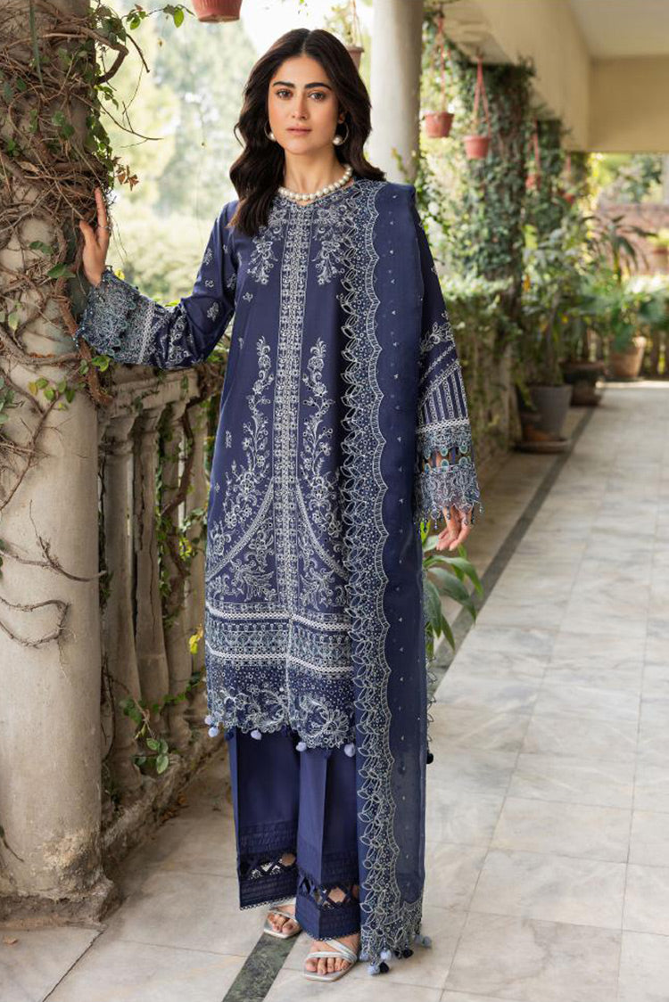 Picture of <!--aey-->Farasha - 01 BLUE OCHRE Bahaar Embroidered Lawn Collection - Available at Raja Sahib