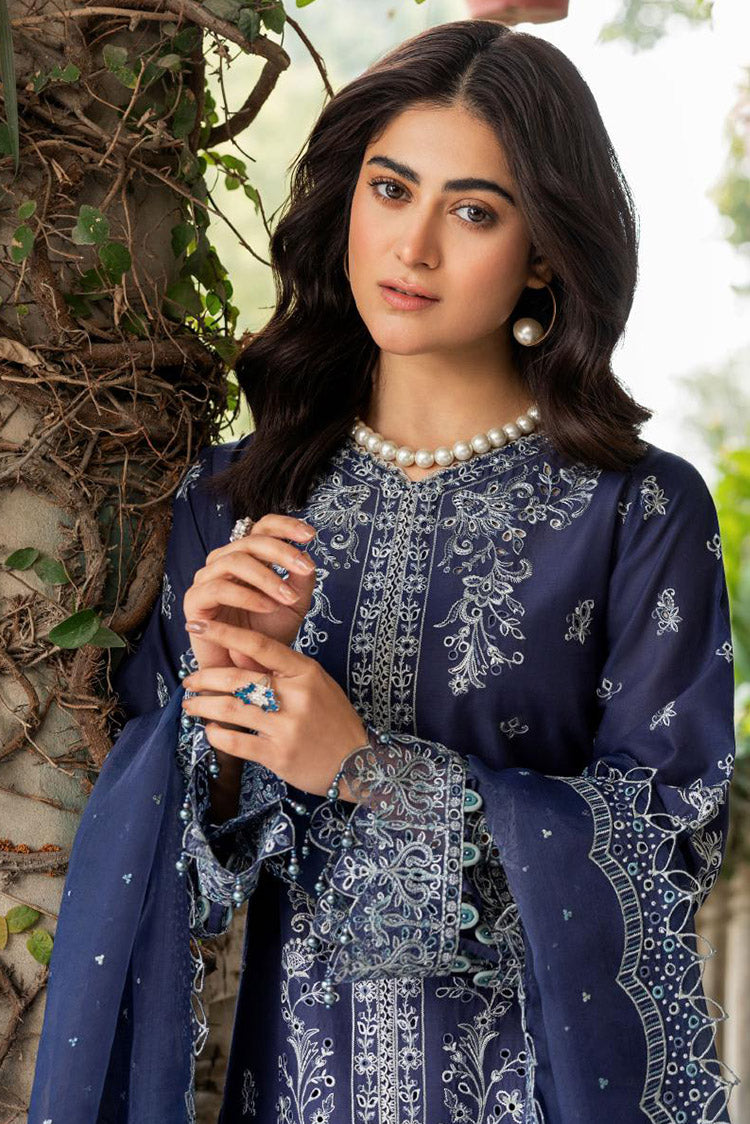 Picture of <!--aey-->Farasha - 01 BLUE OCHRE Bahaar Embroidered Lawn Collection - Available at Raja Sahib