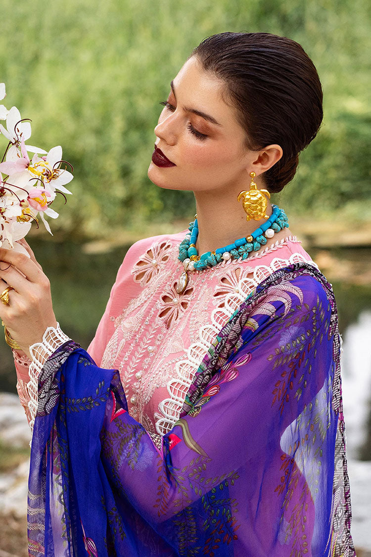 Picture of Roheenaz - RNZ 01B Orchid Dahlia Embroidered Lawn Collection - Available at Raja Sahib