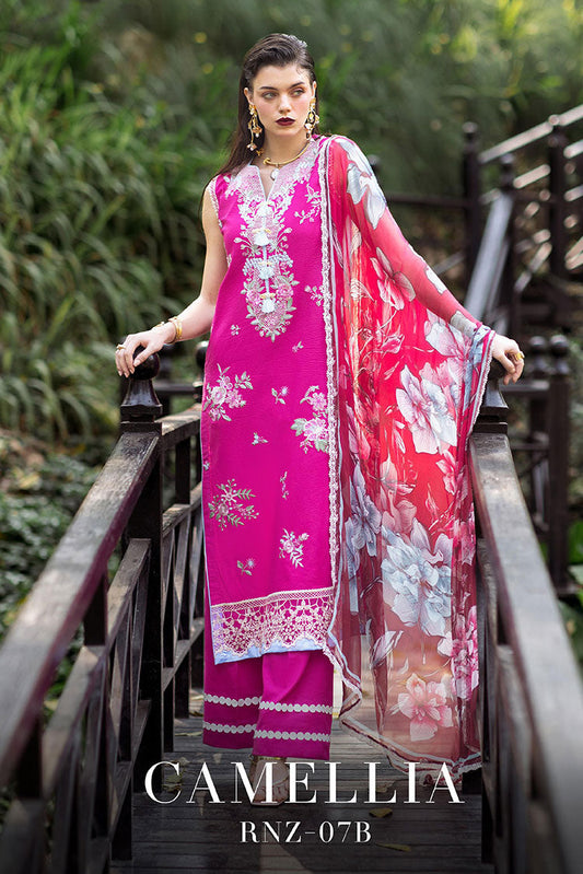 Picture of Roheenaz - RNZ 07B Camellia Dahlia Embroidered Lawn Collection - Available at Raja Sahib