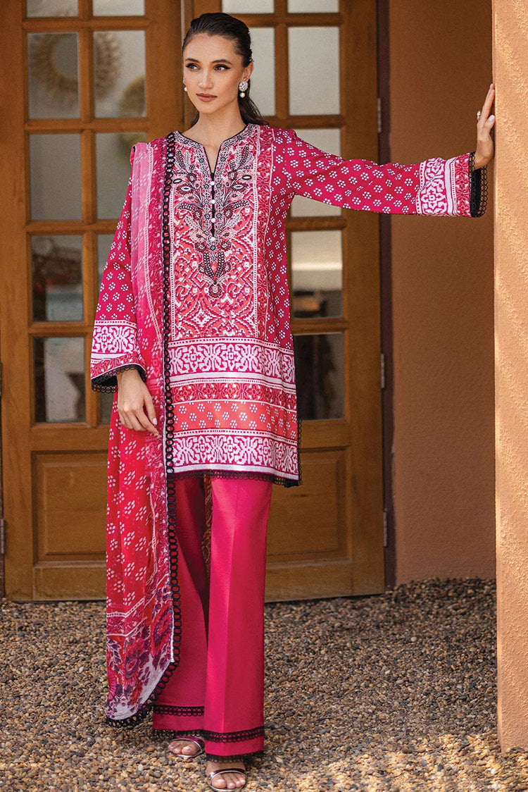 Picture of Roheenaz - RNZ 06B Coral Cascade Azalea Printed Lawn Collection - Available at Raja Sahib