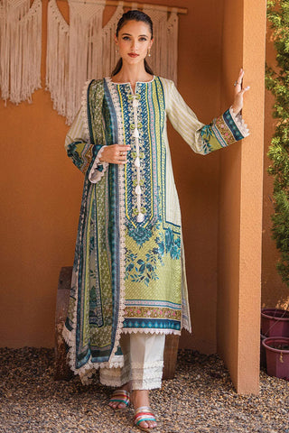 Picture of Roheenaz - RNZ 07A Ivory Elegance Azalea Printed Lawn Collection - Available at Raja Sahib