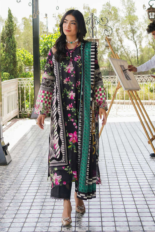 Picture of Elaf - EEP 02A Dark Floral Prints 2024 Printed Lawn Collection - Available at Raja Sahib