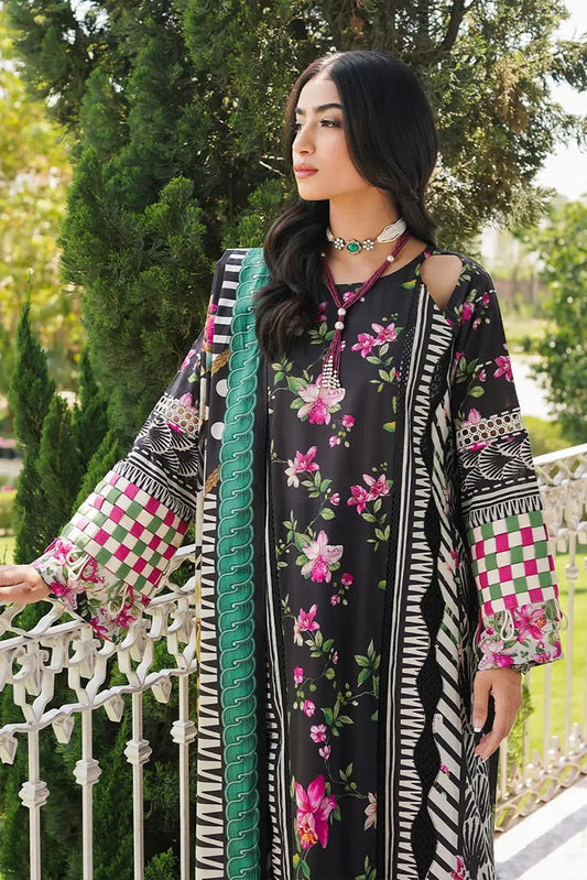 Picture of Elaf - EEP 02A Dark Floral Prints 2024 Printed Lawn Collection - Available at Raja Sahib