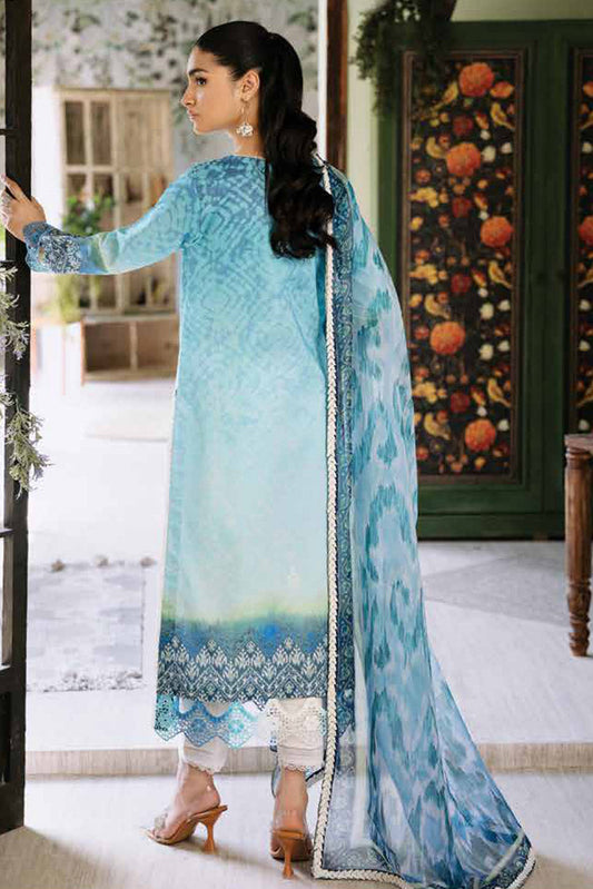 Picture of Roheenaz - RNP 01B Azure Flora Printed Lawn Collection - Available at Raja Sahib