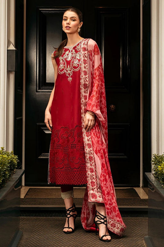 Picture of Mushq - HMC 06 Crimson Chic Odyssey Hemline Luxury Lawn Collection Vol 2 - Available at Raja Sahib