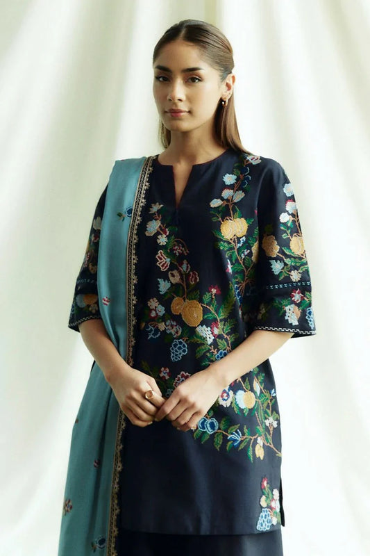 Picture of Zara Shahjahan - Coco Fall Winter Collection - ONYX-D7B - Unstitched - Available at Raja Sahib