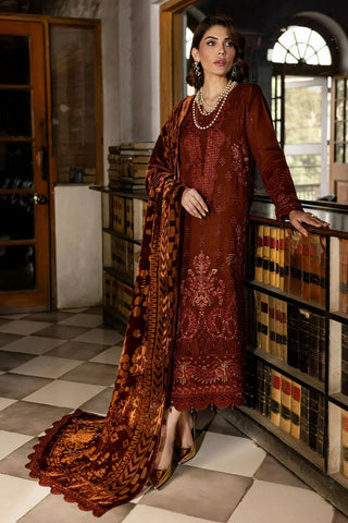 Picture of Nureh - Exclusive Luxury Embroidered Leather Peach Collection Vol 1 - NE-120 - Unstitched - Available at Raja Sahib