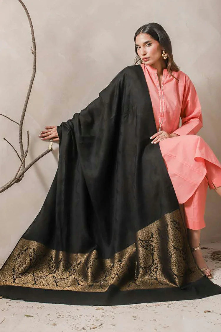 Picture of Asim Jofa - Shawl Collection - AJHS-01 ZARI BORDER SHAWL 1 PC - Available at Raja Sahib