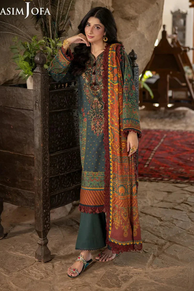 Picture of Asim Jofa - Winter Collection - AJUW-21 EMBROIDERED VISCOSE 3 Pcs - Unstitched - Available at Raja Sahib